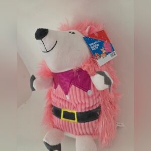 Vibrant Life Holiday Dog Toy Plush Hedgehog 10 inch PinkChew Level 2 NWT
